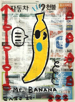"Mr. Banana" - Original Gary John Pop Painting on Newspaper
