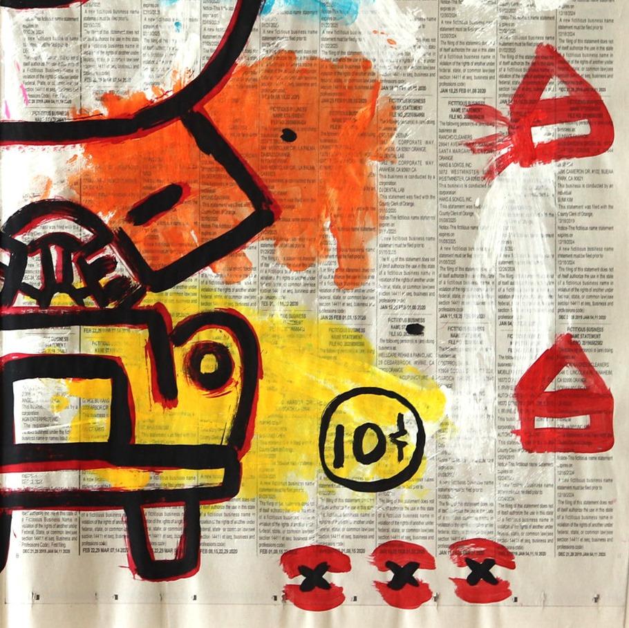 Mr. Potato Head Cruising - Colorido Arte Callejero Original en Periódico Gary John en venta 5