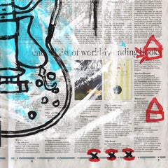 "Music Medium" Guitare bleue Pop Art Contemporary by Gary Johns