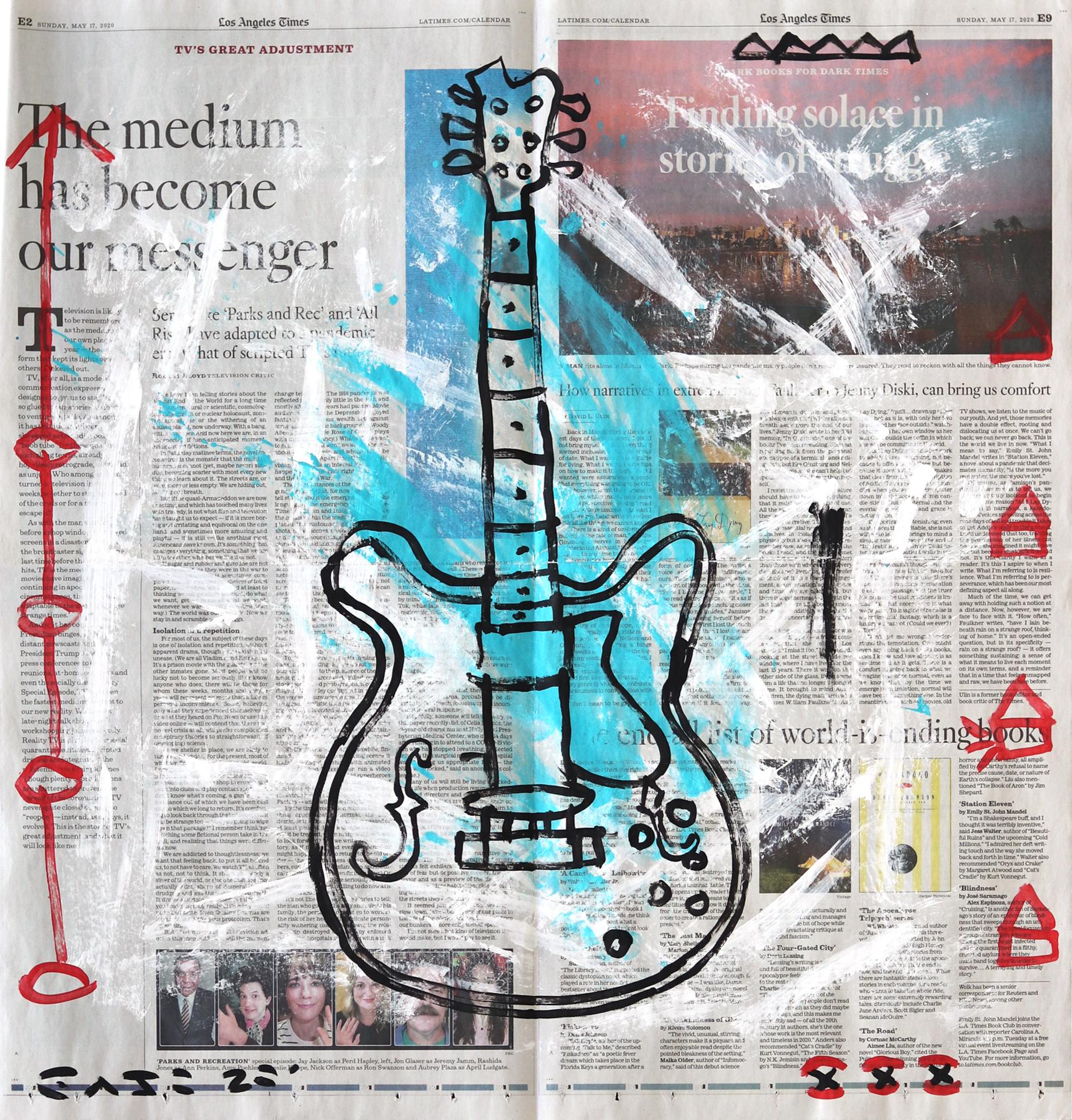 "Music Medium" Blaue Gitarre Pop Art Contemporary von Gary John