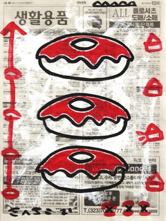 My Favorite Flavor Cherry Red - Original Street Art Donuts Painting