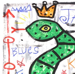 "New Orleans" -  Original Green Snake Crown Pop Street Art by Gary John