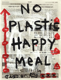 "No Plastic Happy Meal" Original Gary John Pop Painting on Newspaper
