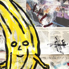 Oddities Banana - Original Outsider Food Artwork on Newspaper by Gary John