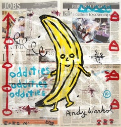 Oddities Banana - Opera d'arte originale su carta da giornale di Gary Johns