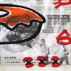 Crema all'arancia - Pittura alimentare originale di Gary John Street Art su carta da giornale