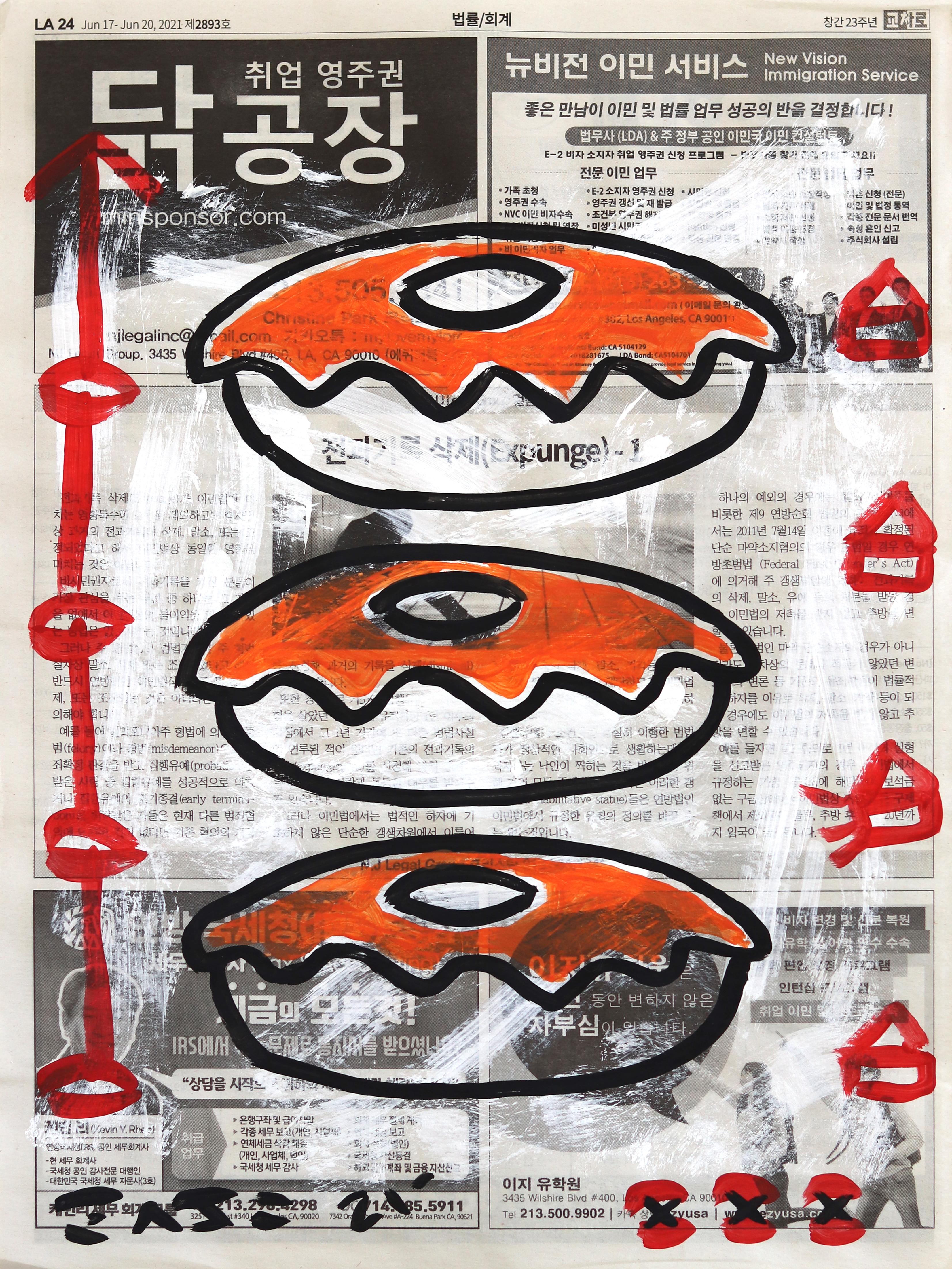 Crema all'arancia - Pittura alimentare originale di Gary John Street Art su carta da giornale