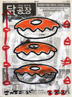 Crema all'arancia - Pittura alimentare originale di Gary John Street Art su carta da giornale