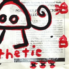 Crown The King – Original Street Art Schwarz und Rot auf Zeitungsdruck