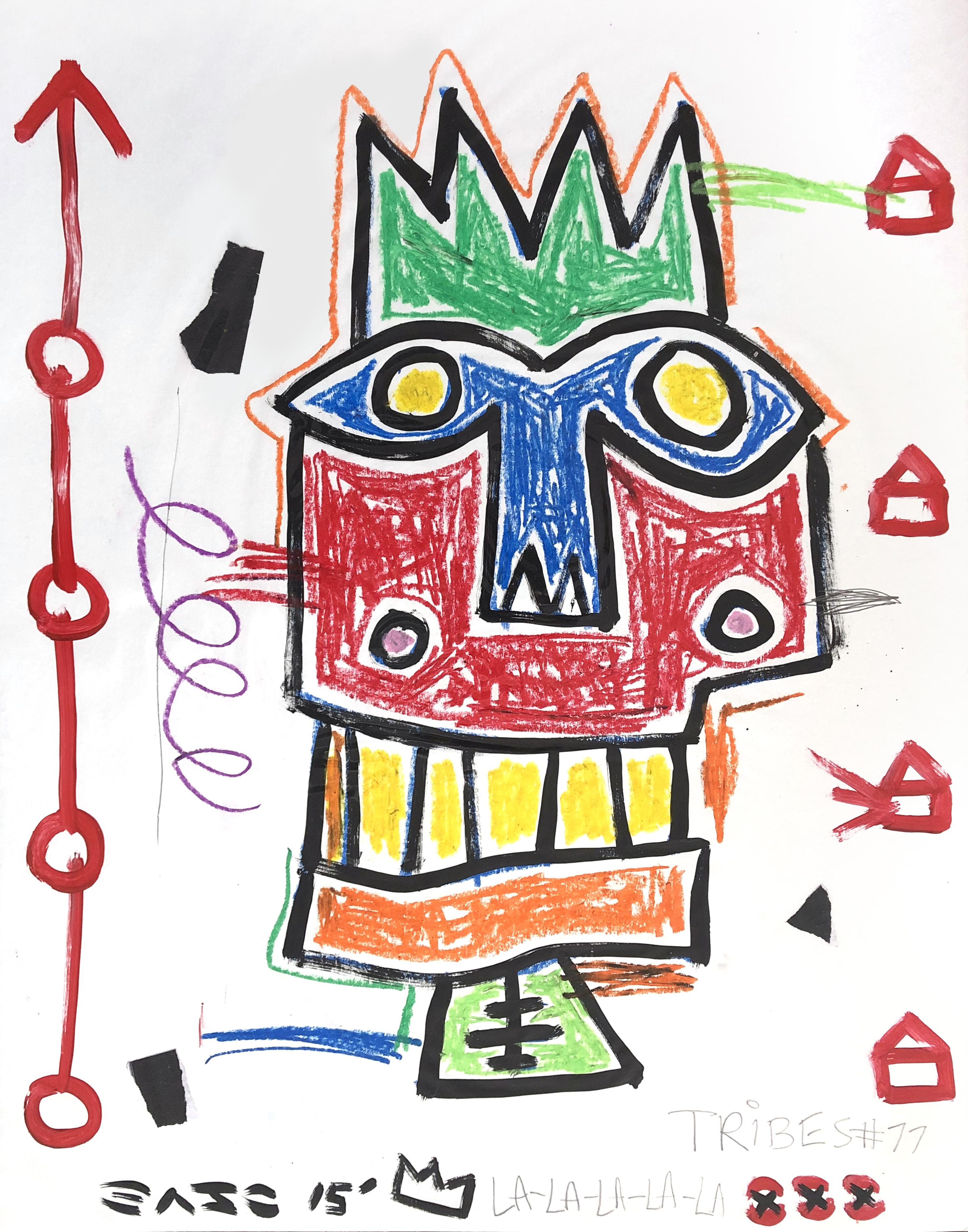 Figurative Painting Gary John - « Otto Twister Rocket », masque coloré original d'après Picasso et Warhol