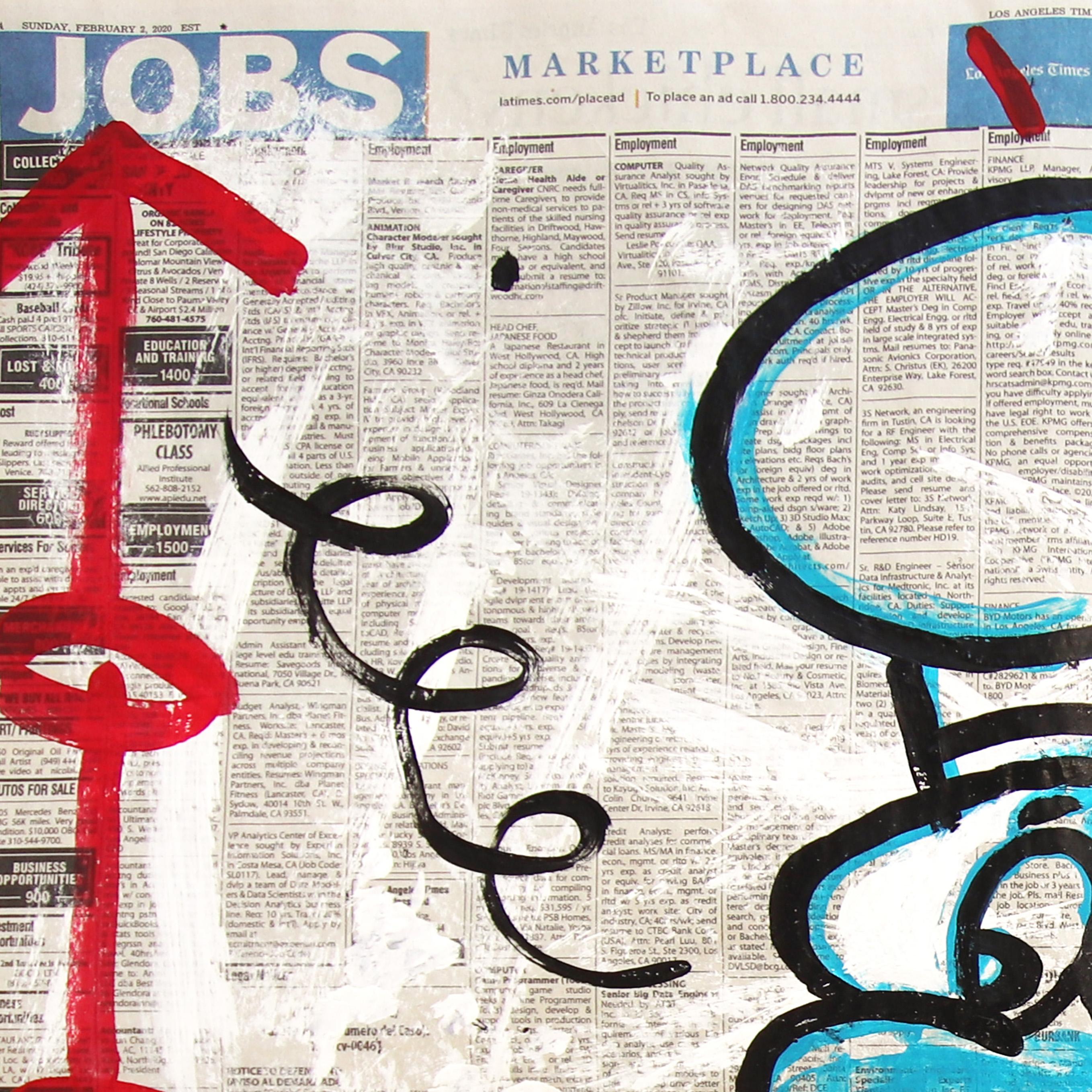 Puffo fuorilegge - Opera d'arte Pop Street Art originale su carta da giornale di Gary Johns in vendita 1