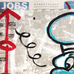 Puffo fuorilegge - Opera d'arte Pop Street Art originale su carta da giornale di Gary Johns