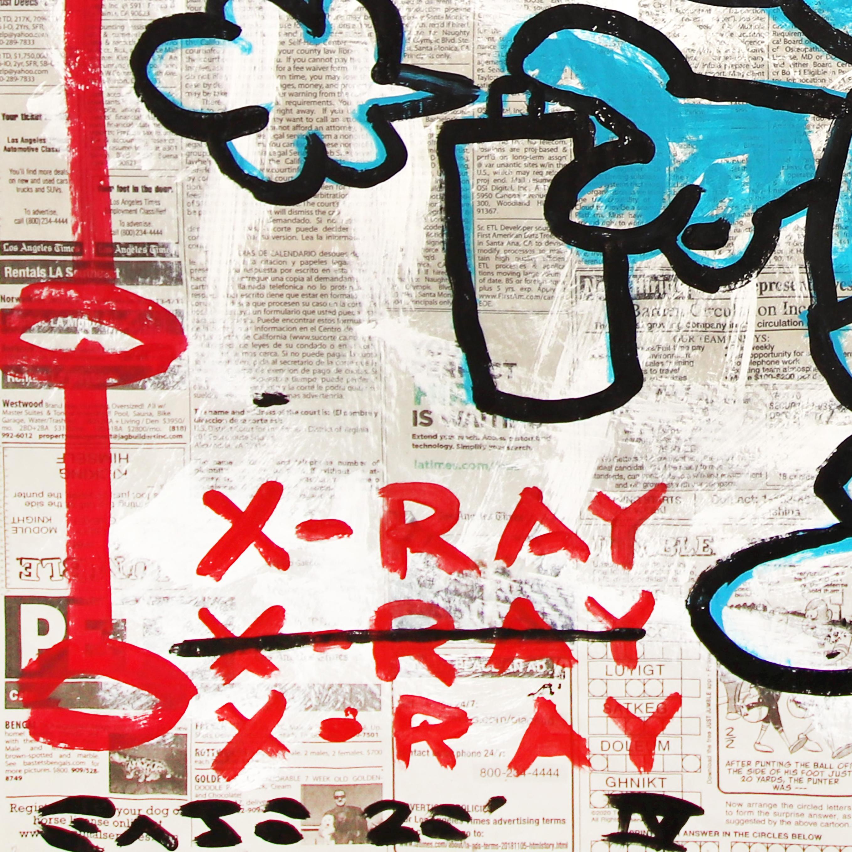 Puffo fuorilegge - Opera d'arte Pop Street Art originale su carta da giornale di Gary Johns in vendita 2