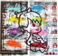 "Pebbles" Kühnes, farbenfrohes Original zeitgenössischer Kunst von Gary John