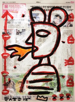 Used Play With Me - Original Figurative Street Art on Newsprint