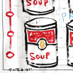 "Primitive Soup" Original Pop Painting on Architectural Paper