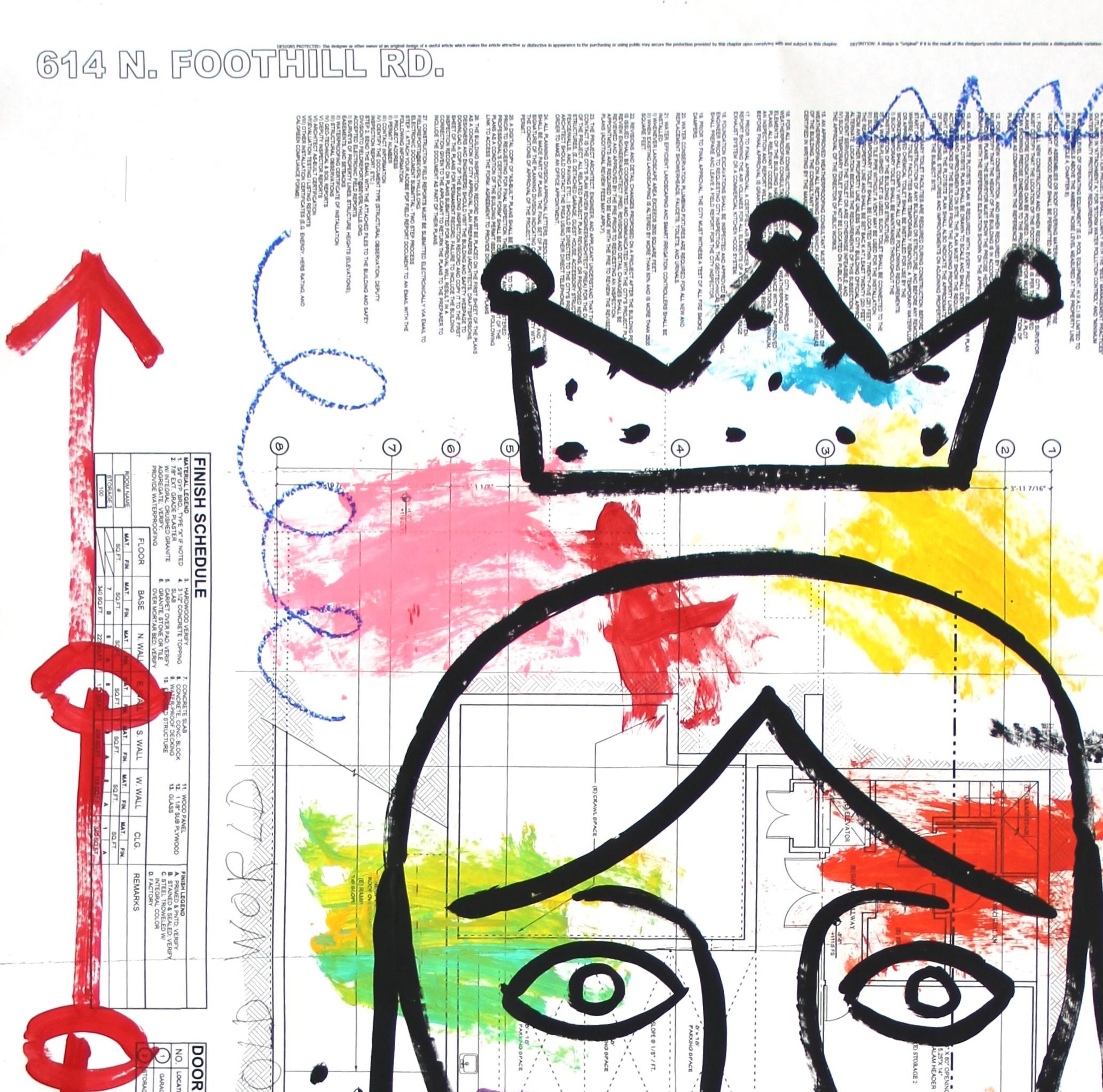 „Princess Emojii“ –  Figurative, farbenfrohe Pop Street-Art-Kunst von Gary John im Angebot 1