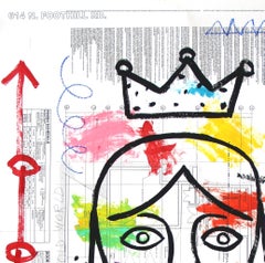 "Princesa Emojii" -  Arte callejero figurativo colorista original de Gary John