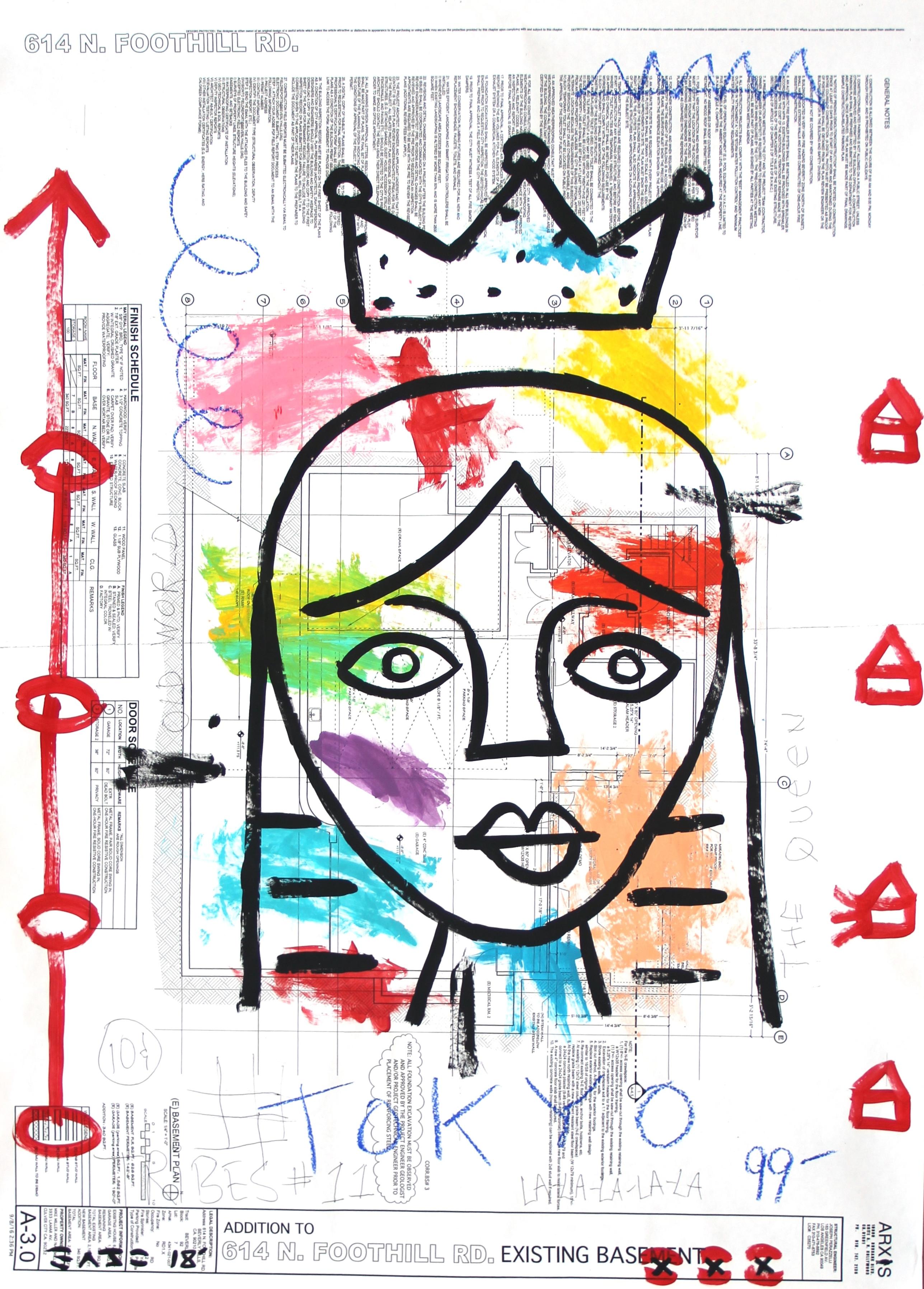 "Princess Emojii" -  Original Figurative Colorful Pop Street Art by Gary John