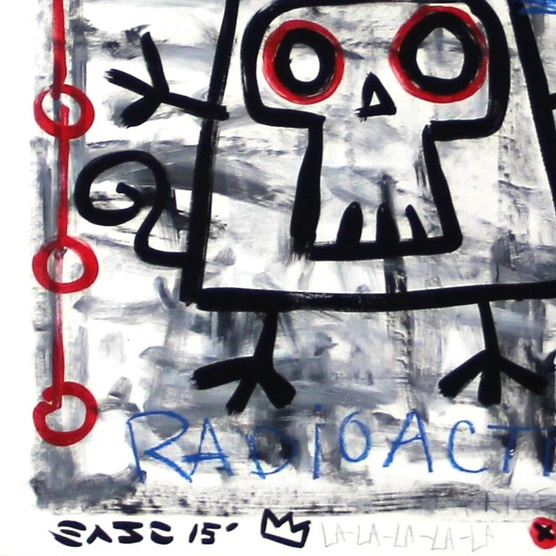 „Radio Active“ Original Street Art inspiriert von Roboter und Figuren Pop Art (Grau), Figurative Painting, von Gary John
