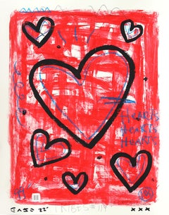 "Real Love" Original Gary John Bold Red Hearts Pop Street Artwork