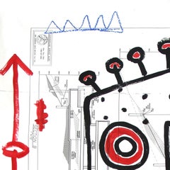 „Robot Tiki Man“ – Original rote und schwarze Pop Street Art von Gary John