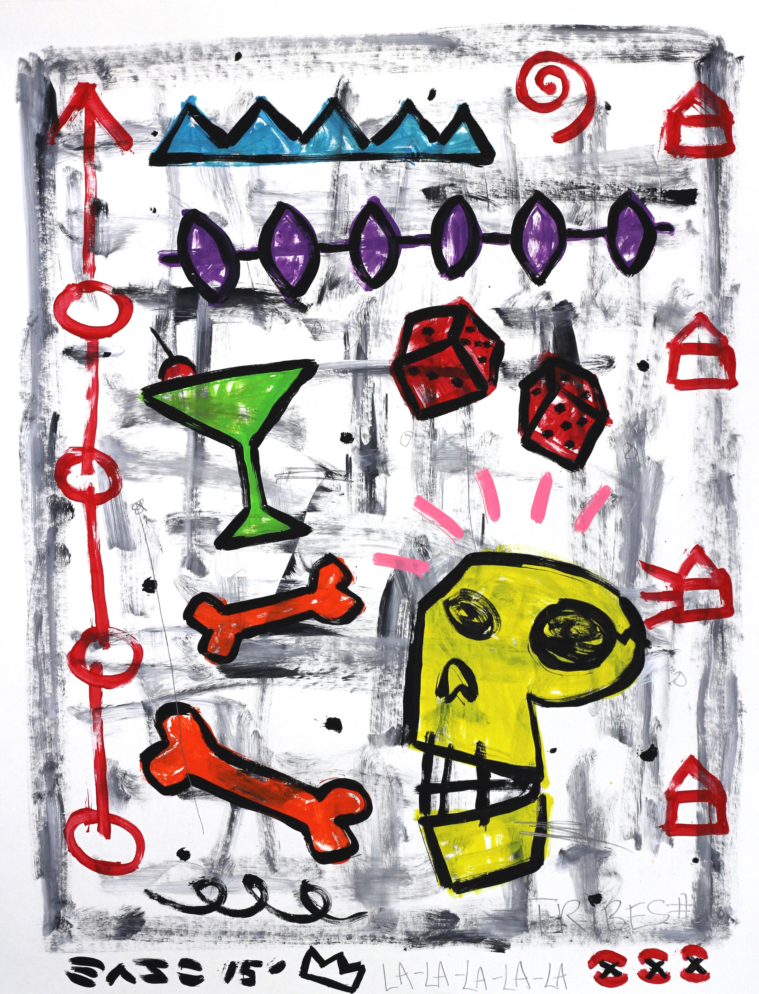 "Roll The Dice" Pop Art inspiriert von Martini Skull Bones Contemporary 