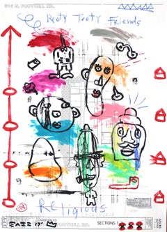 „Rooty Tooty Friends“ – Original farbenfrohe Pop Street Art von Gary John