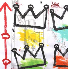 "Royal" -  Original Colorful Crowns Pop Street Art Painting by Gary John