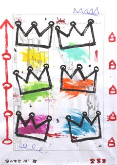 "Royal" -  Peinture d'origine Pop Street Art avec couronnes colorées de Gary John