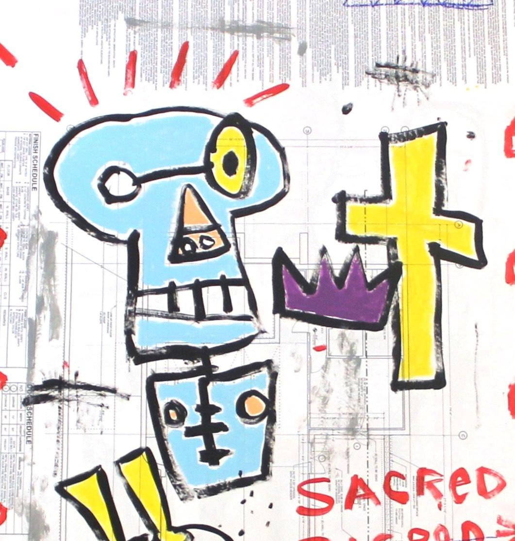 „Sacred Ground“ –  Originales farbenfrohes Pop Street-Art-Gemälde von Gary John im Angebot 1