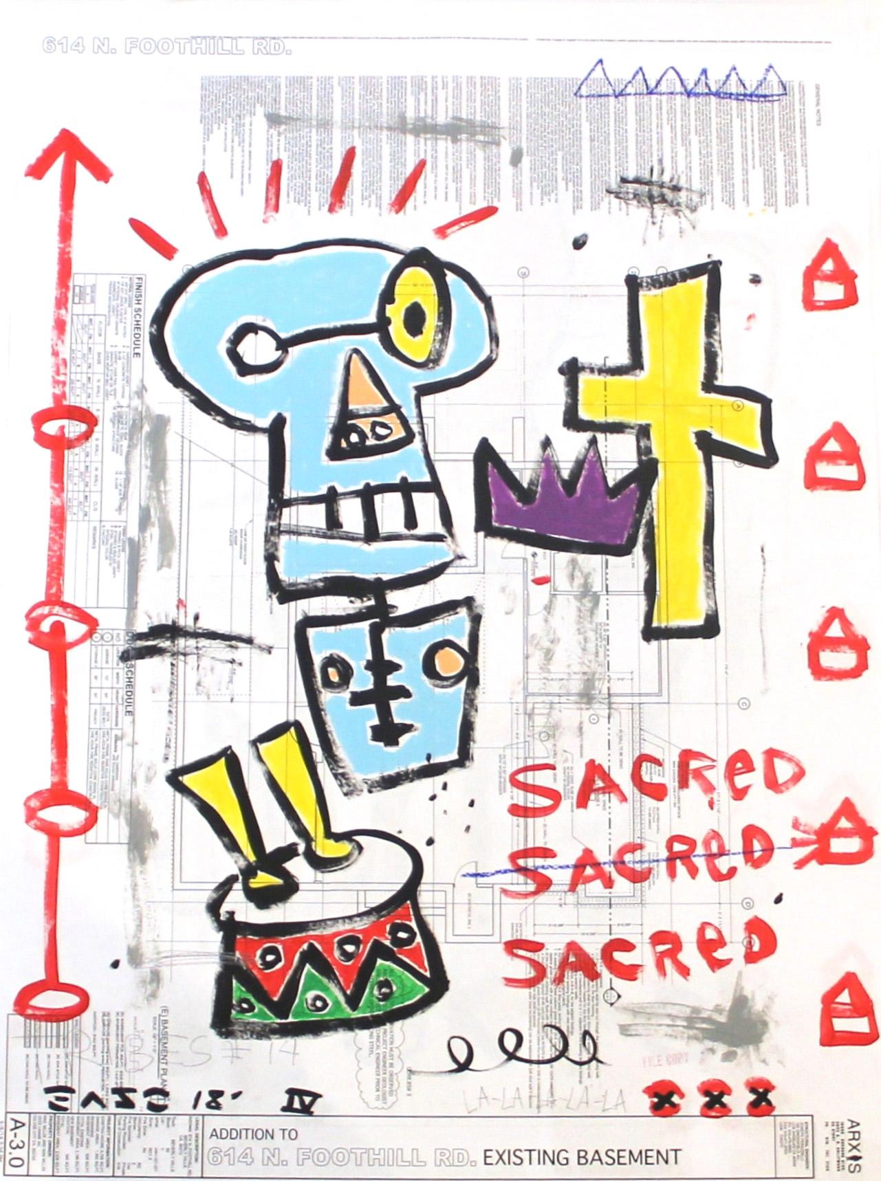 "Sacred Ground" -  Original Colourful Pop Street Art Painting by Gary John