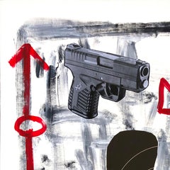 "Disparando a ciegas" Figura abstracta de arte pop contemporáneo original