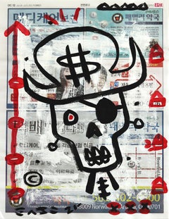"Skeleton Pirate" - Original Gary John Pop Acrylic Painting on Newspaper