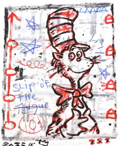 "Lapsus Linguae"  Arte callejero pop original del Gato en el Sombrero por Gary John