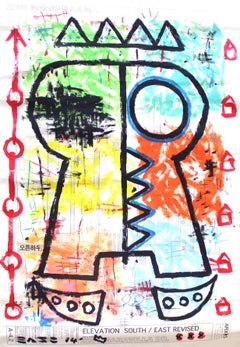Cráneo del Sureste - Pintura callejera original de Gary John de colores