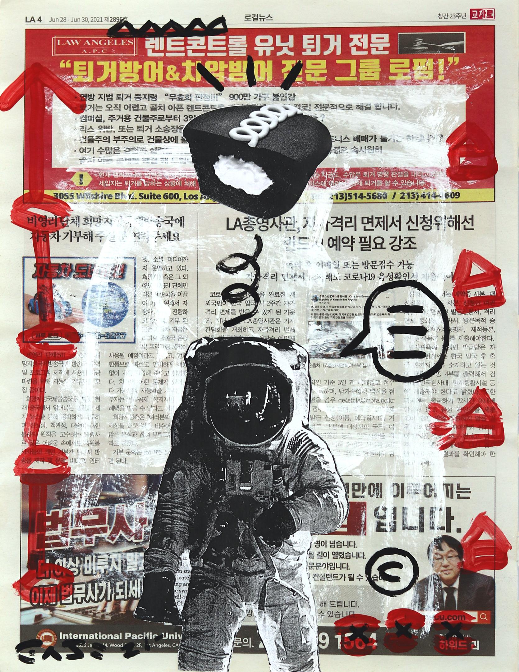 "Space Snax" Original Junk Food Gary John Contemporary Pop Artwork on Newspaper