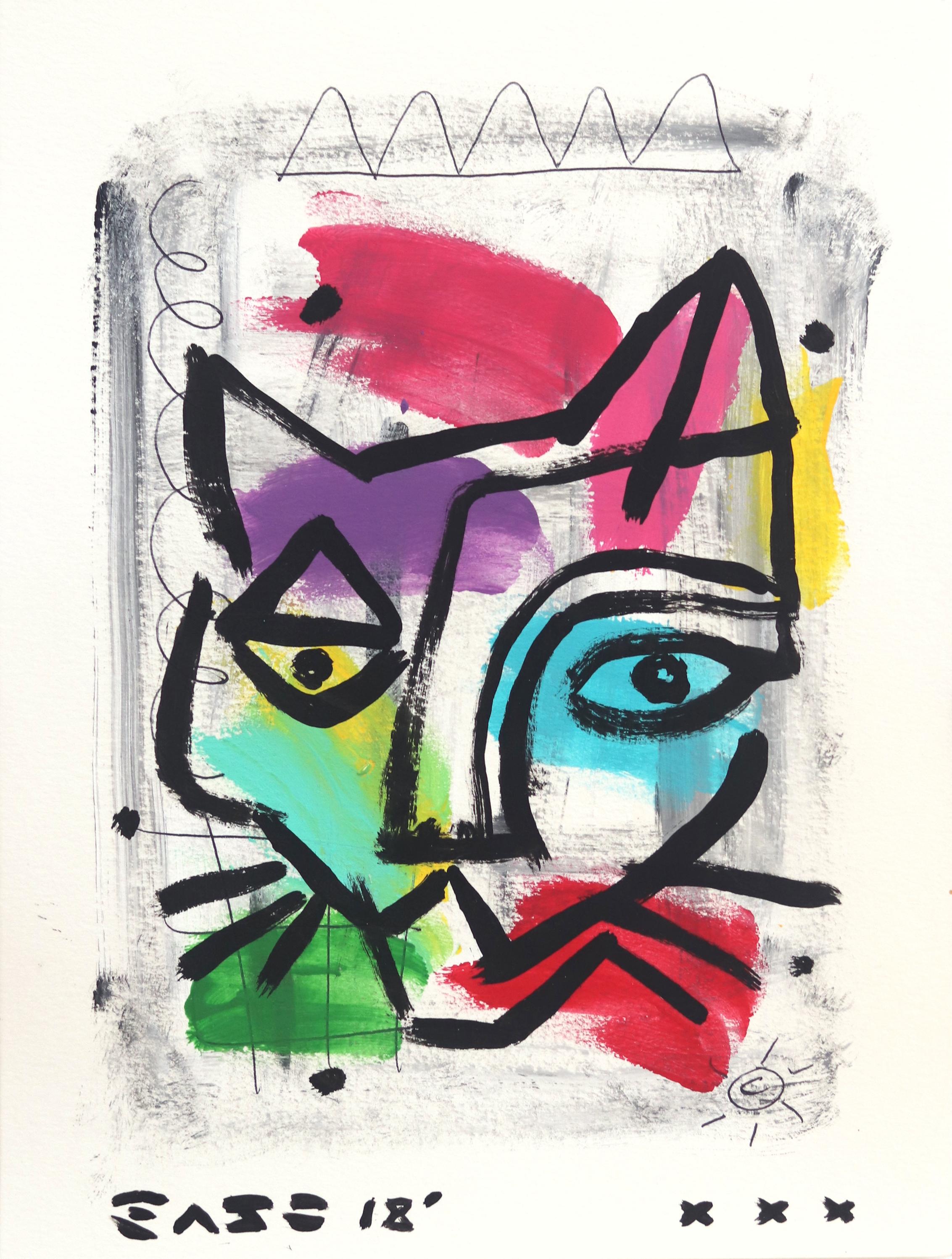 Peinture originale de Gary John, chat animal