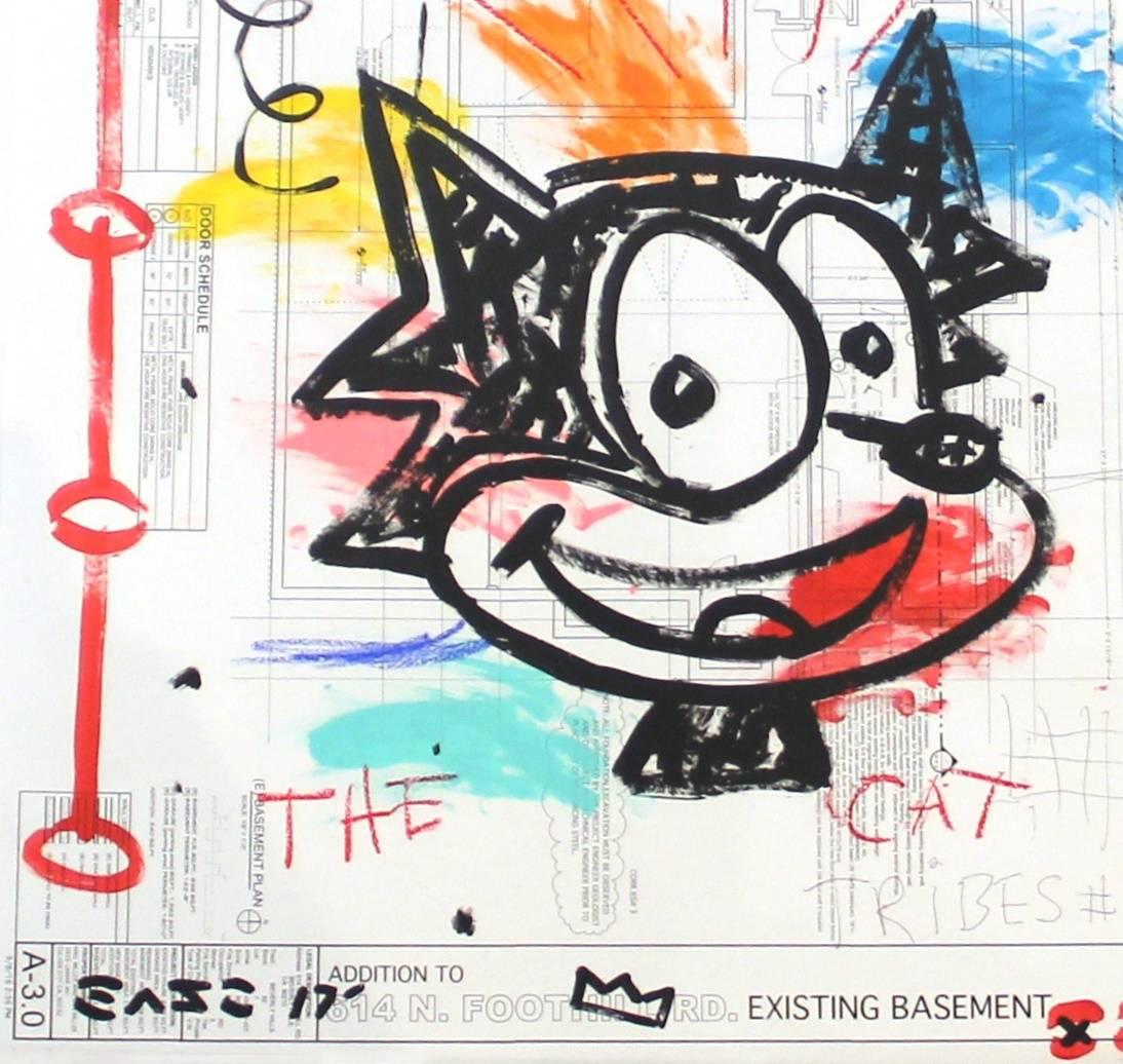 „The Amazing Felix“ – Bunte Katze Pop Street Art von Gary John im Angebot 2