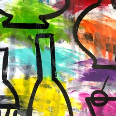 The Cocktail is Shaking Up the Party - Colorful Abstract Painting by Gary John