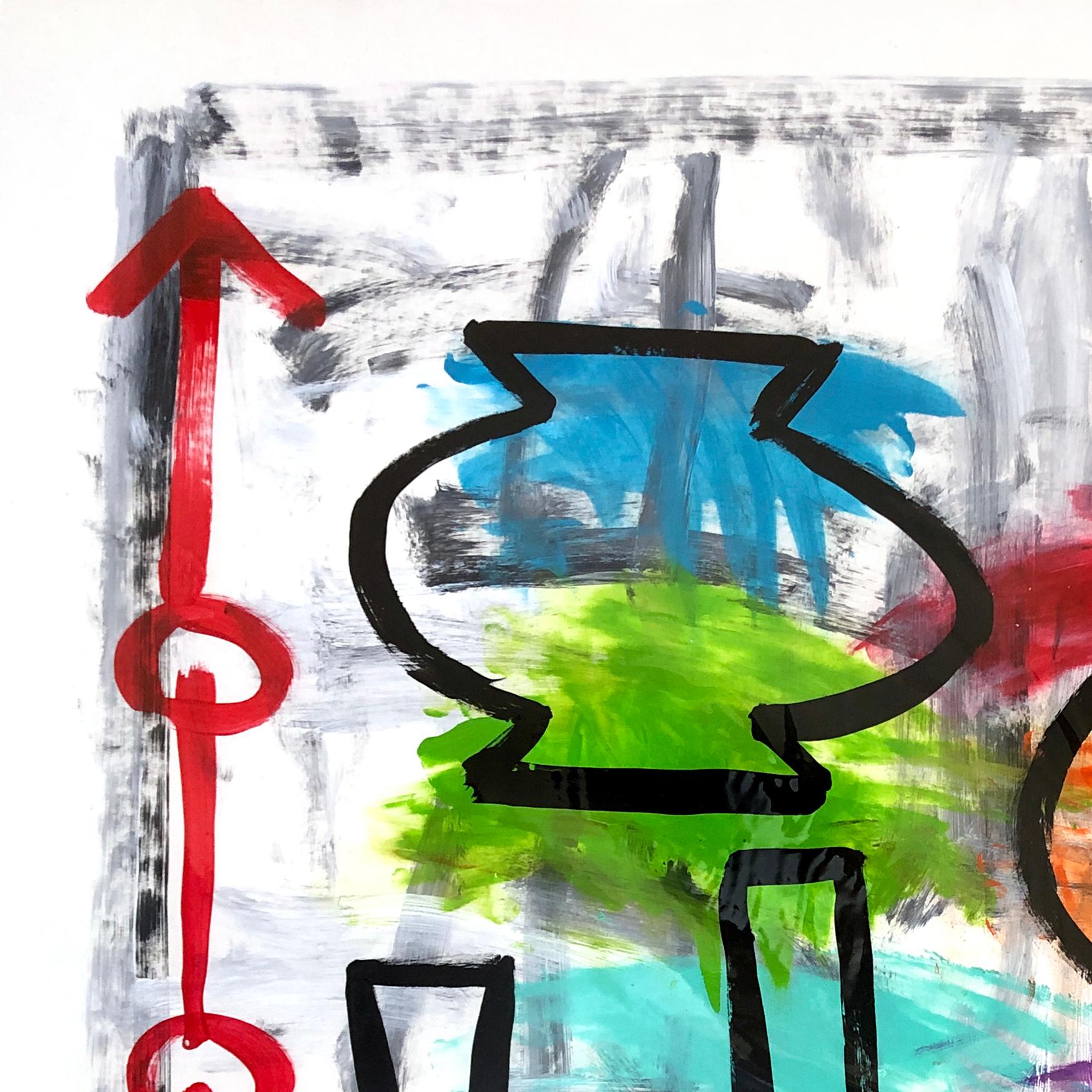 El cóctel está agitando la fiesta - Pintura abstracta colorista de Gary John en venta 2