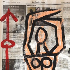 The Guide - Figurative Plant Wanter Street Art Originalgemälde auf Zeitung