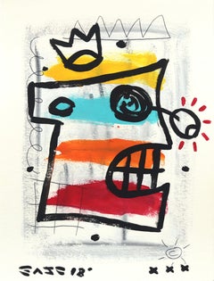 El rey casi lo ha perdido - Pintura figurativa original de Gary John