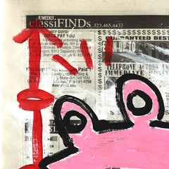 "The Mad Mouse" - Original Pink Gary John Contemporary Pop Painting on Newspaper