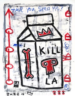 "The Milk Is Missing" (Le lait a disparu) Carton de lait original d'art pop contemporain par Gary Johns