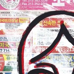 The Portrait Of A Lady - Art de rue original noir et rouge sur papier journal