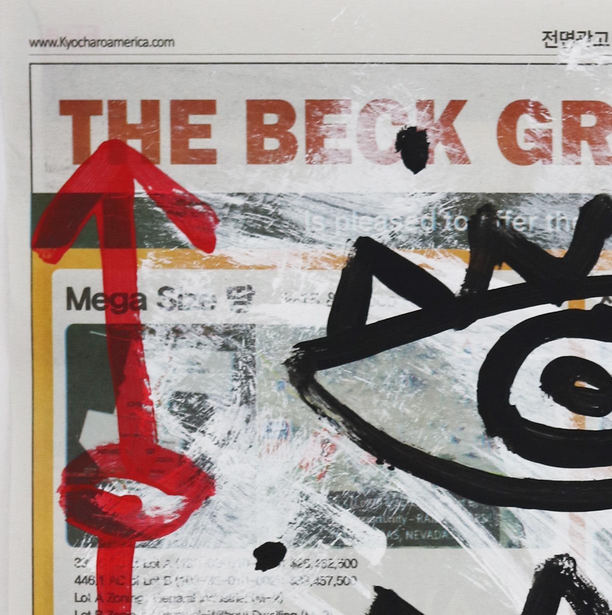 Third Eye Blind - Negro y Rojo Arte callejero original sobre papel de periódico - Painting de Gary John