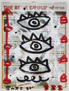 Third Eye Blind - Black and Red Original Street Art on Newsprint
