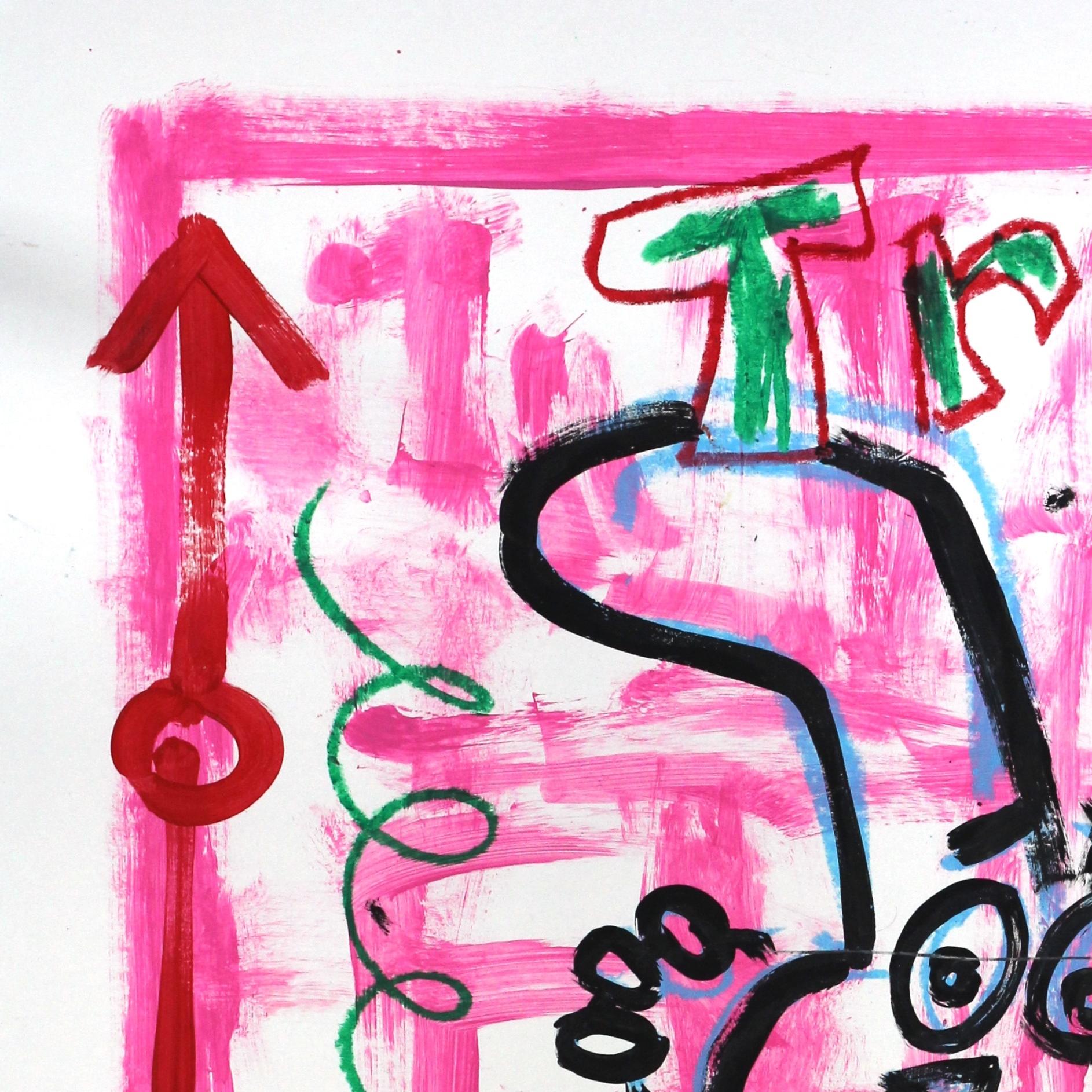 „Tokyo Trix“ Rosa lebhafte Original Street Art von Gary John im Angebot 1