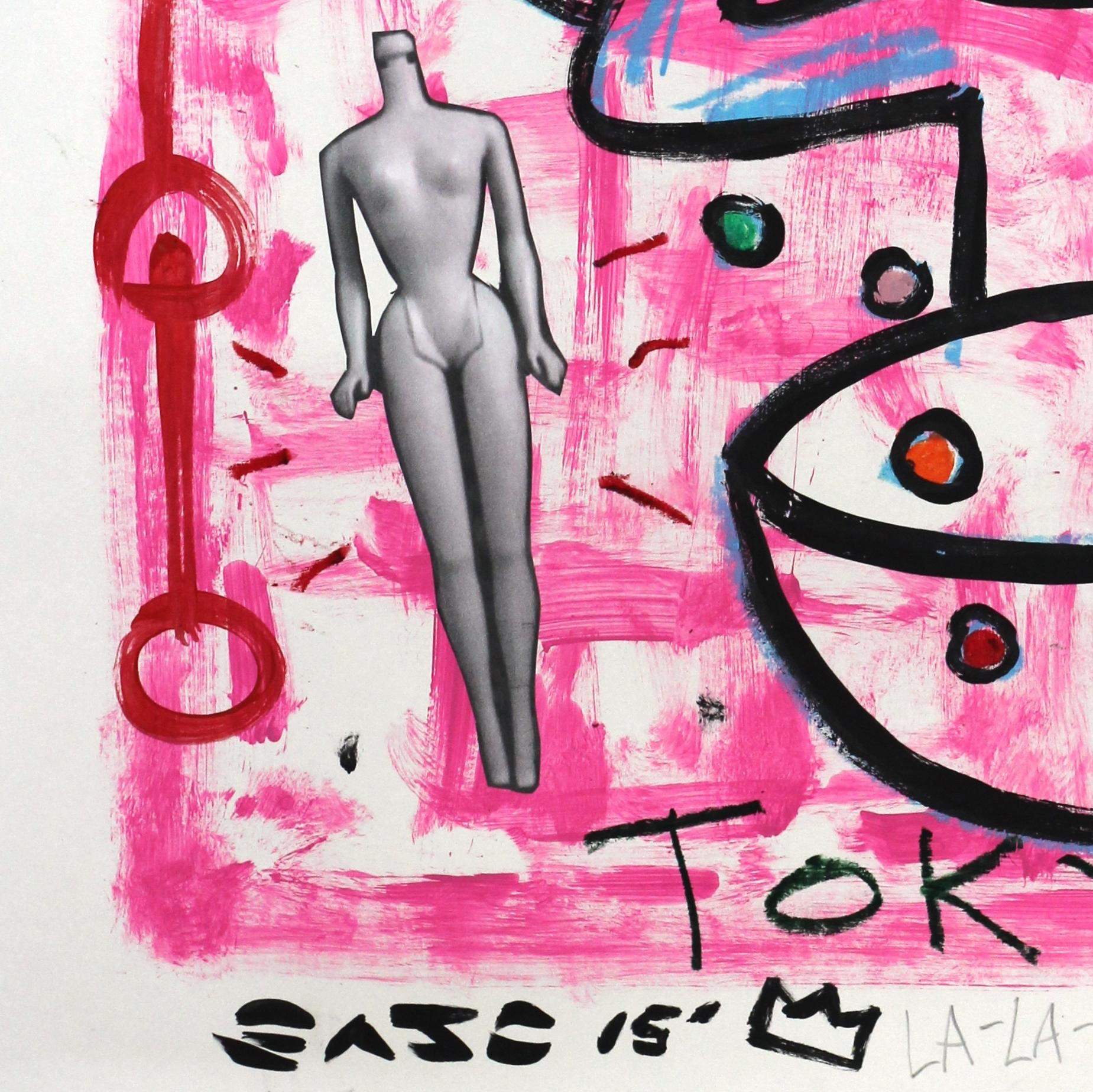 „Tokyo Trix“ Rosa lebhafte Original Street Art von Gary John im Angebot 3